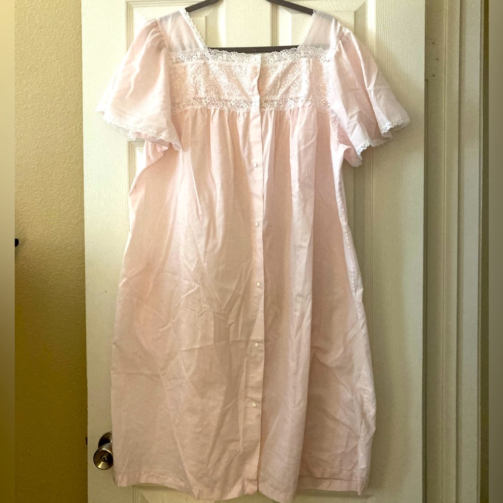 Pink Nightgown with Eyelet & Lace Accents by Adonna Woman